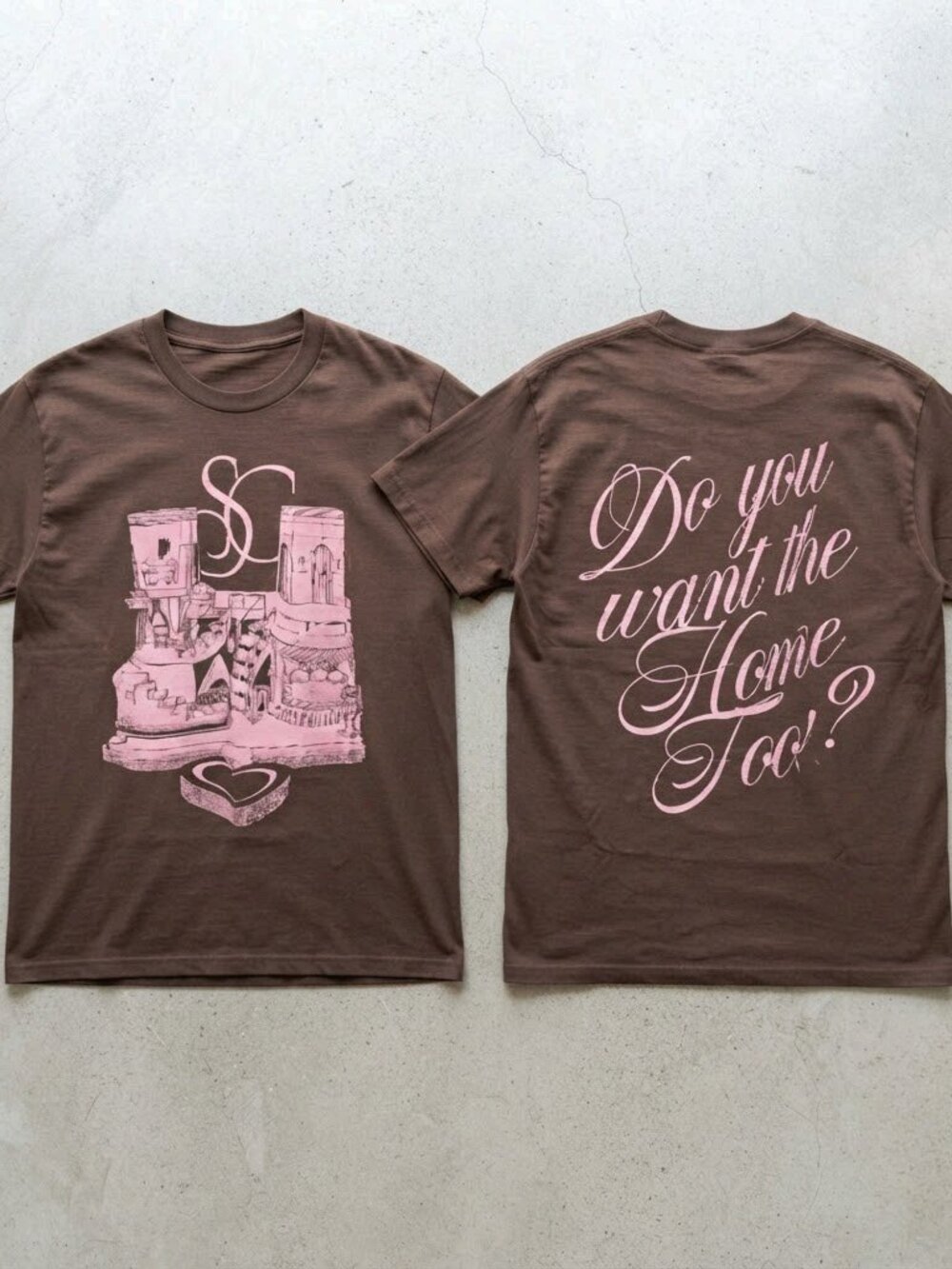 Sabrina Carpenter House Tour Brown Pink Graphic T-Shirt Unisex S-4XL